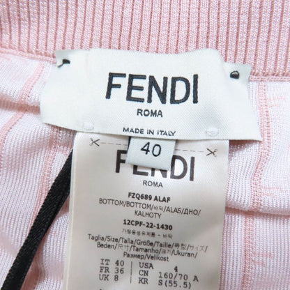 Fendi 2023 Fzq689 Logo-striped Knit Long Skirt Pink 40 Genuine