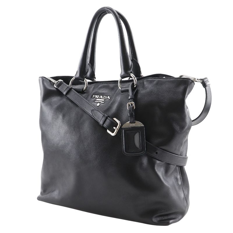 Prada Logo Ws7654 Leather Black Ladies Tote Bag