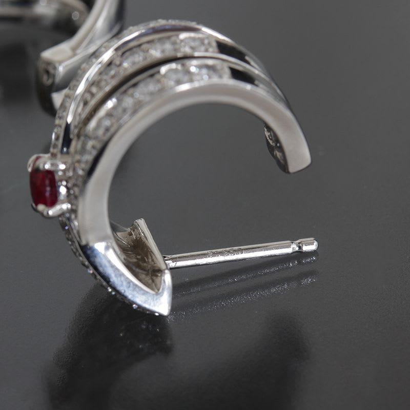 Harry Winston Geometric Ruby Diamond Earrings Earring Pt950 E1459