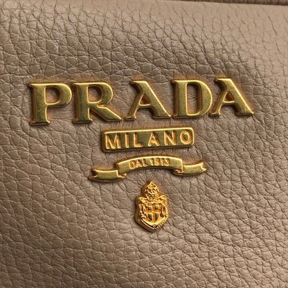 Prada Leather Pouch Gold Pink Beige Case