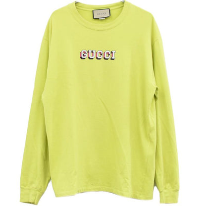 Object Gucci Logo Long T-shirt Long Sleeve Tops M Cotton Neon Yellow Clothing