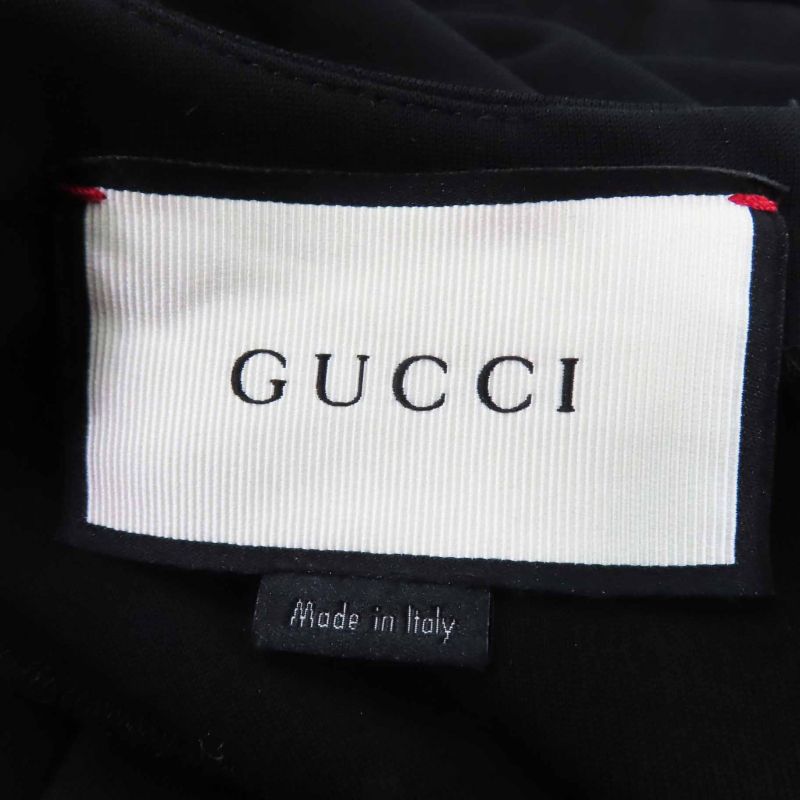 Gucci 445275 Ruffle Design With GG Pearl Buttons Ribbon Short Sleeves Dress