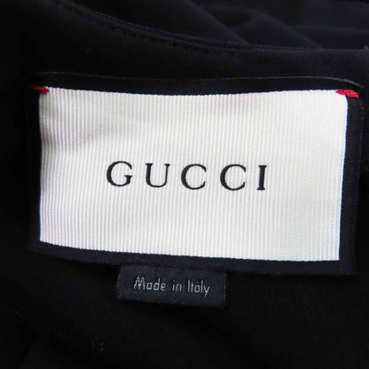 Gucci 445275 Ruffle Design With GG Pearl Buttons Ribbon Short Sleeves Dress