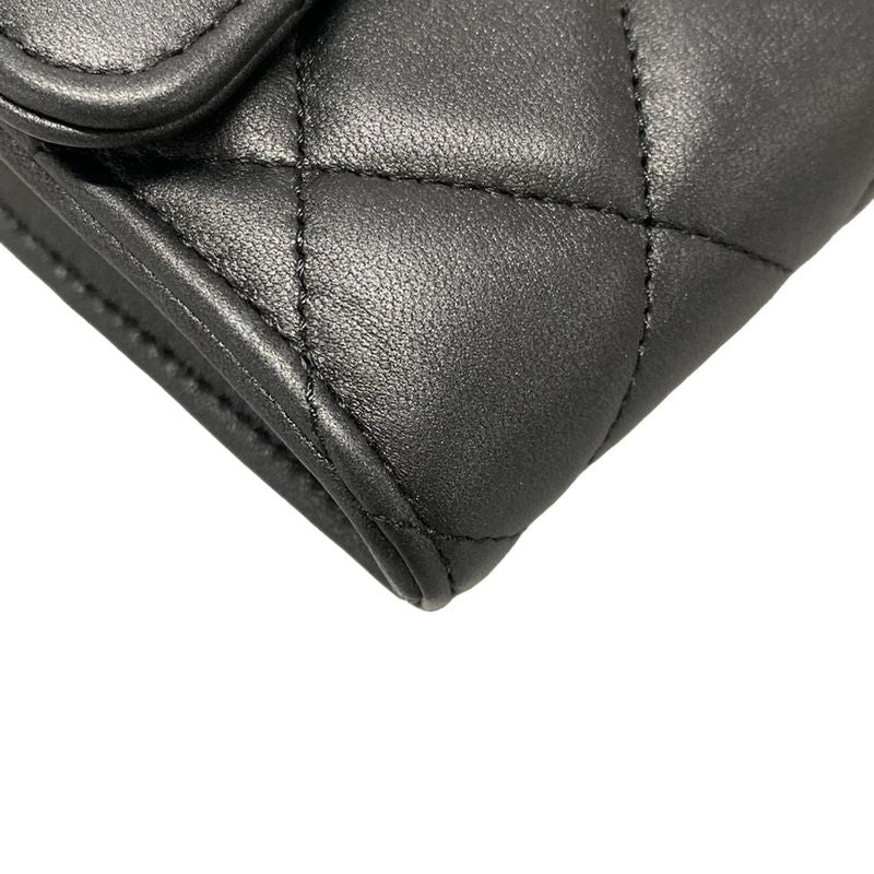 Chanel Long Wallet Matelasse Ap0241 Black Hardware / Sole Black Lambskin