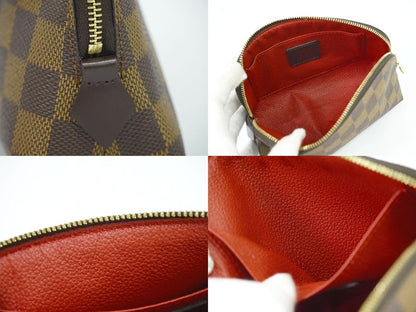 Authentic Louis Vuitton LV Pochette Cosmetic Damier Ebène Pouch Brown N47516