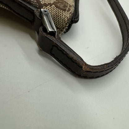 Gucci 07198 Handbag Accessory Pouch GG Canvas Leather Brown Beige Women