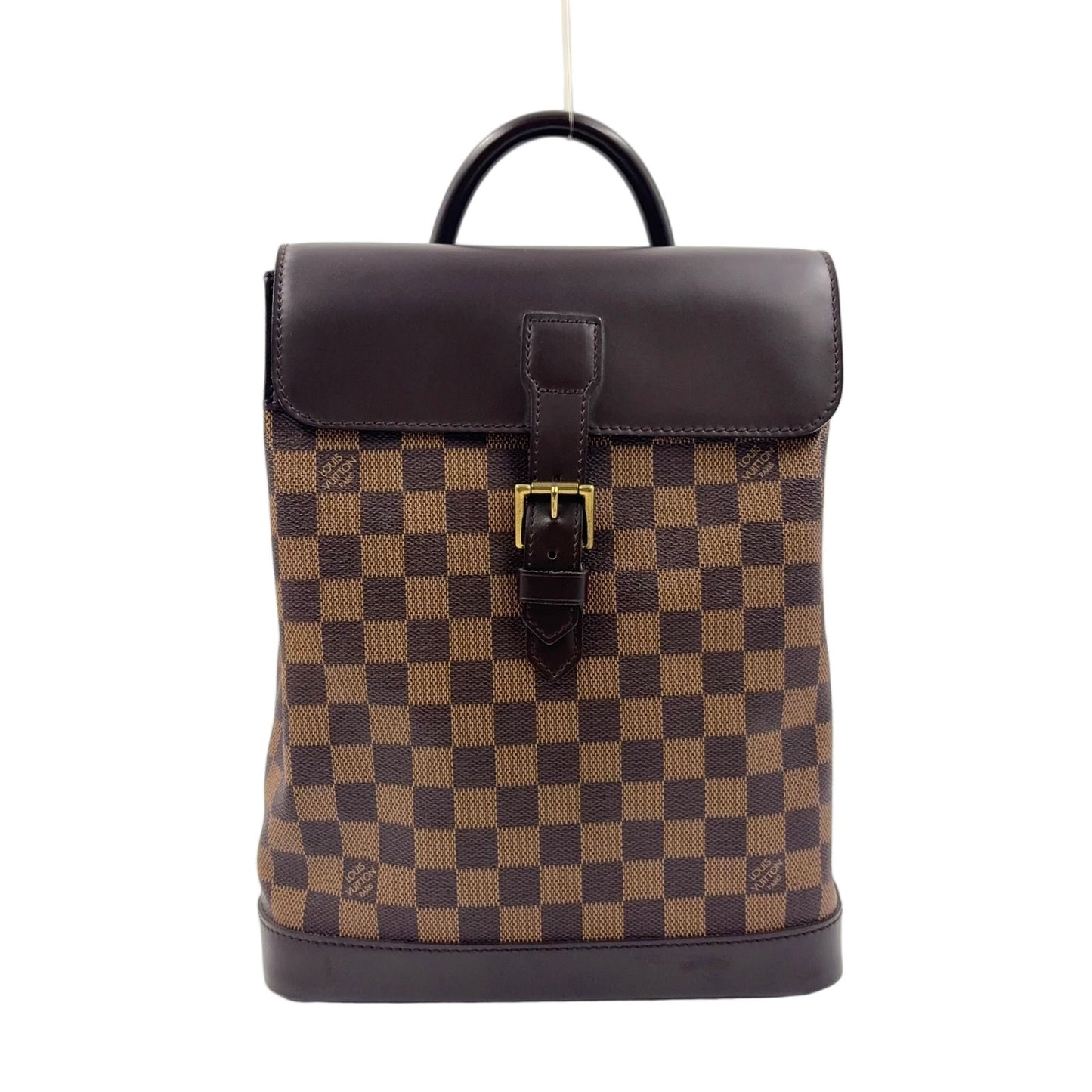 Louis Vuitton Soho Damier Ebene Leather Brown Backpack Gold