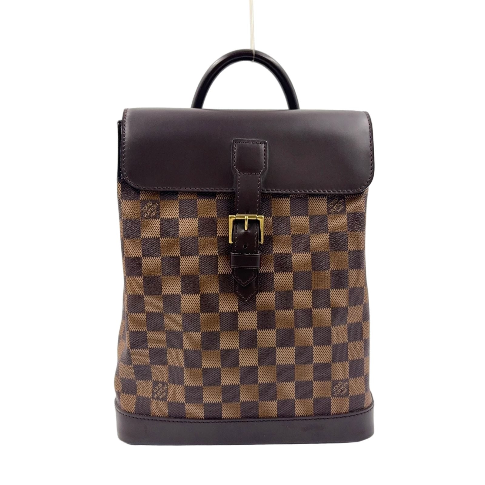 Louis Vuitton Soho Damier Ebene Leather Brown Backpack Gold