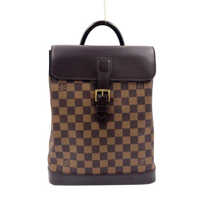 Louis Vuitton Soho Damier Ebene Leather Brown Backpack Gold