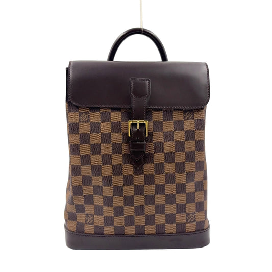 Louis Vuitton Soho Damier Ebene Leather Brown Backpack Gold
