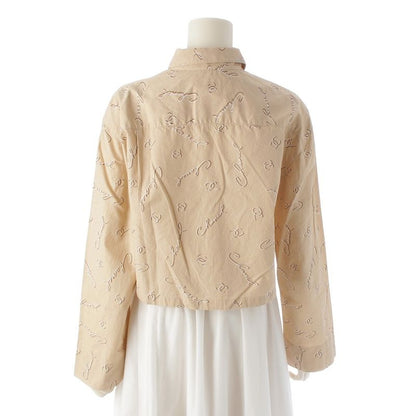 Chanel 98P Cotton Written Logo Coco Mark Cropped Short Sleeved Shirt Top P12983