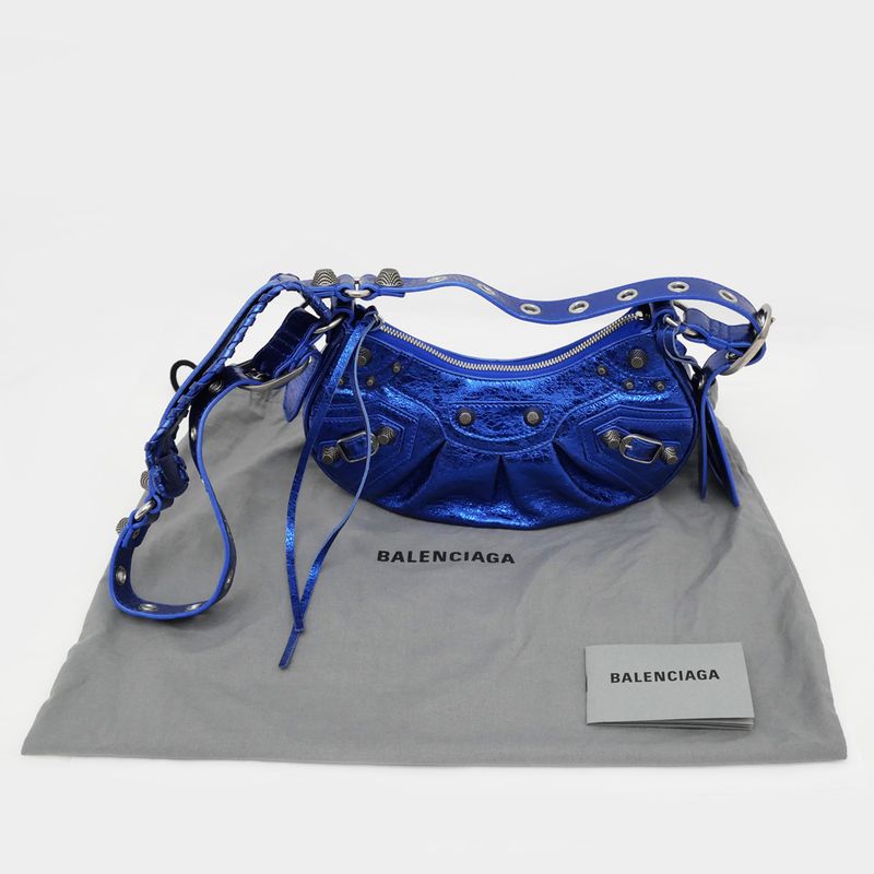 Balenciaga Luca Gold XS 671309 Shoulder Bag Metallic Blue Ladies