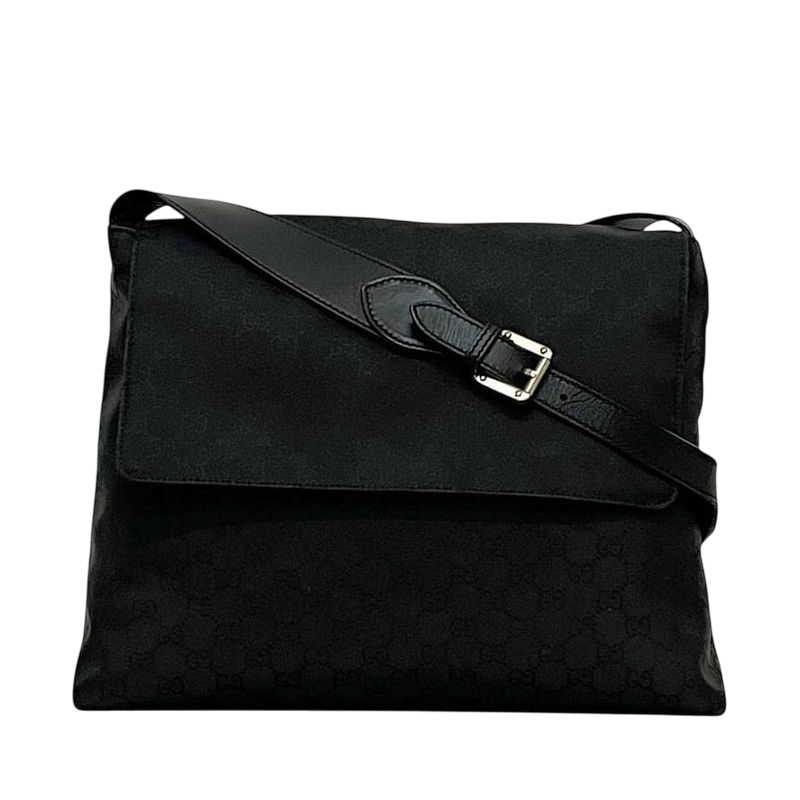 Gucci Shoulder Bag Black GG Nylon 272351 Excellent Condition Nylon