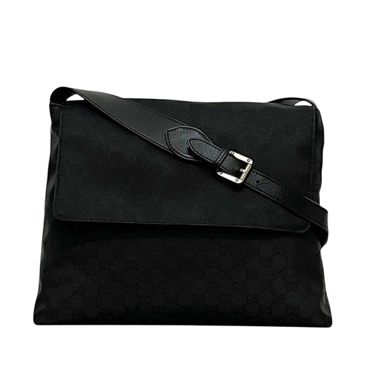 Gucci Shoulder Bag Black GG Nylon 272351 Excellent Condition Nylon