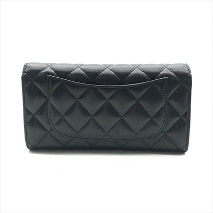 Chanel Items CC Logo Quilted Lambskin Long Flap Wallet Black