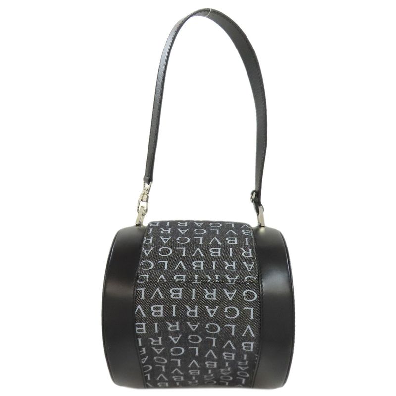 Bvlgari Drum Bag Logo Mania Handbag Canvas Women