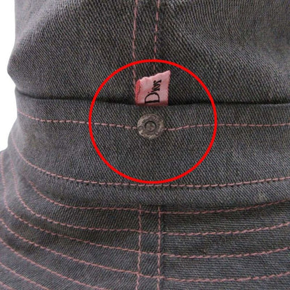 Good Christian Dior Pink Stitch Denim Bucket Hat Brim Hat 58 Gray Ladies Old