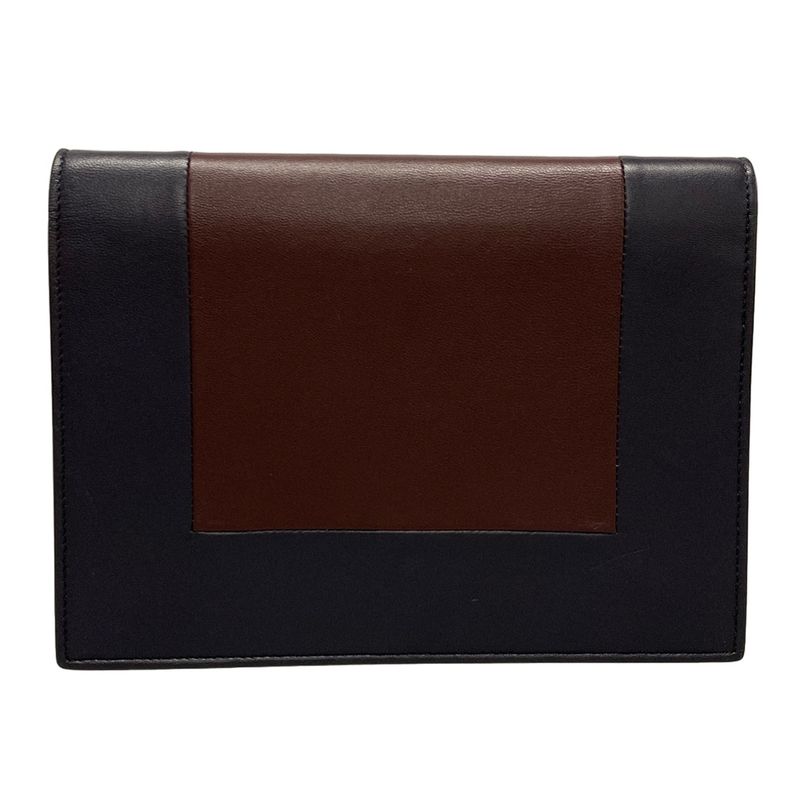Celine Flamed Evening Clutch Dark Navy And Bordeaux Chain Shoulder/2way Leather