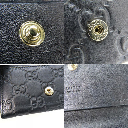 Gucci Card Case 323401 Striped Leather Black Gold Hardware Business Card Holder