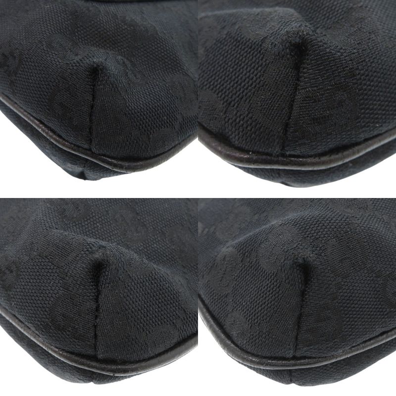 Gucci 122793 GG Canvas Leather Black Shoulder Bag Black 1530 Gucci