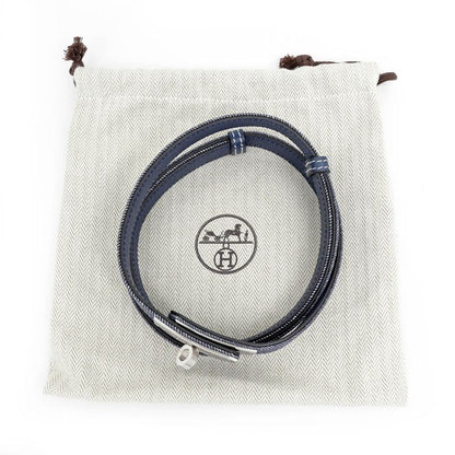 Hermes Kelly Belt 18 Denim Epson Blue Series Silver Hardware W Engraved