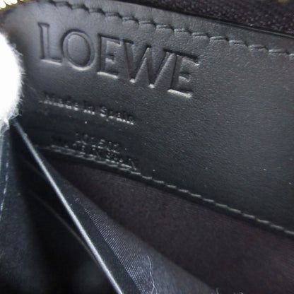 Loewe Amazona Canvas Leather Beige Black Round Zipper Long Wallet 0472 Loewe