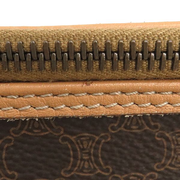 Celine Shoulder Bag Macadam PVC Leather Brown Gold Hardware Brown