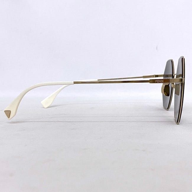 Fendi Sunglasses Gray Mirrored Lenses Gold White