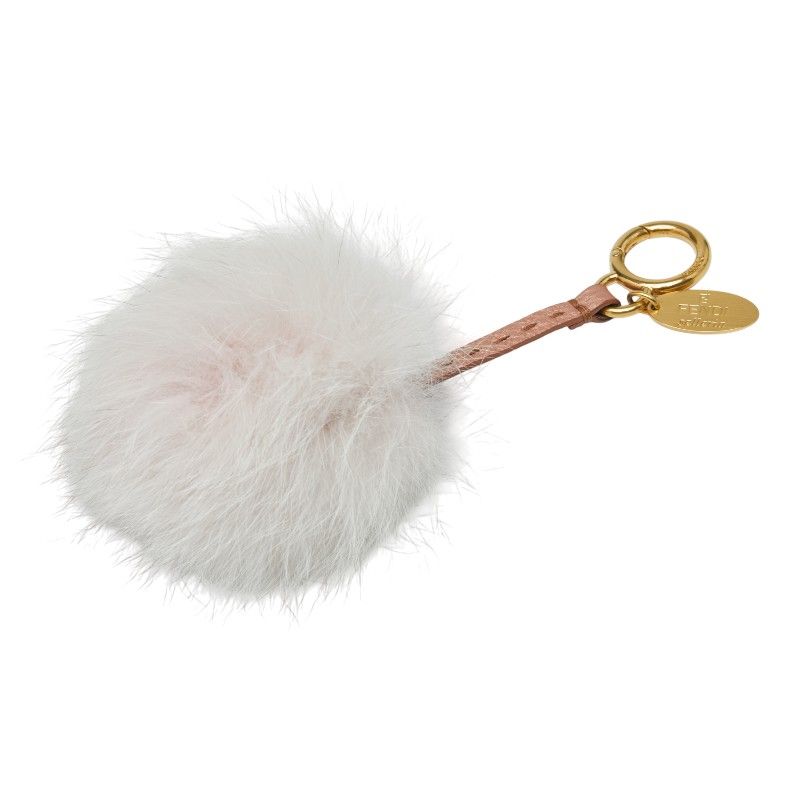 Fendi Pom Charm Bag Charm Key Holder Light Pink Fur Leather Women's Fendi