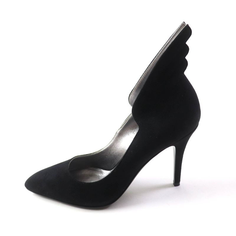 Hermes Vecteur Feather Motif Suede Leather Pumps Black 35 Storage With Bag Made