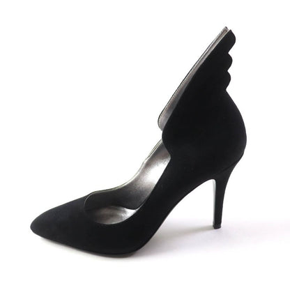 Hermes Vecteur Feather Motif Suede Leather Pumps Black 35 Storage With Bag Made