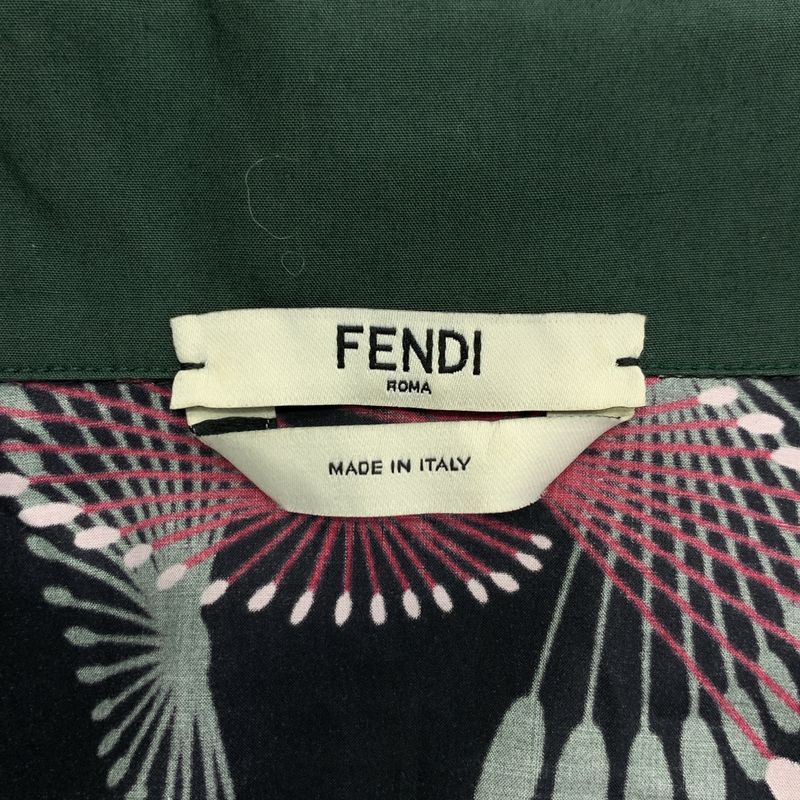 Fendi Cotton Printed Open Collar Shirt - 36 - Black Khaki Pink - Women's