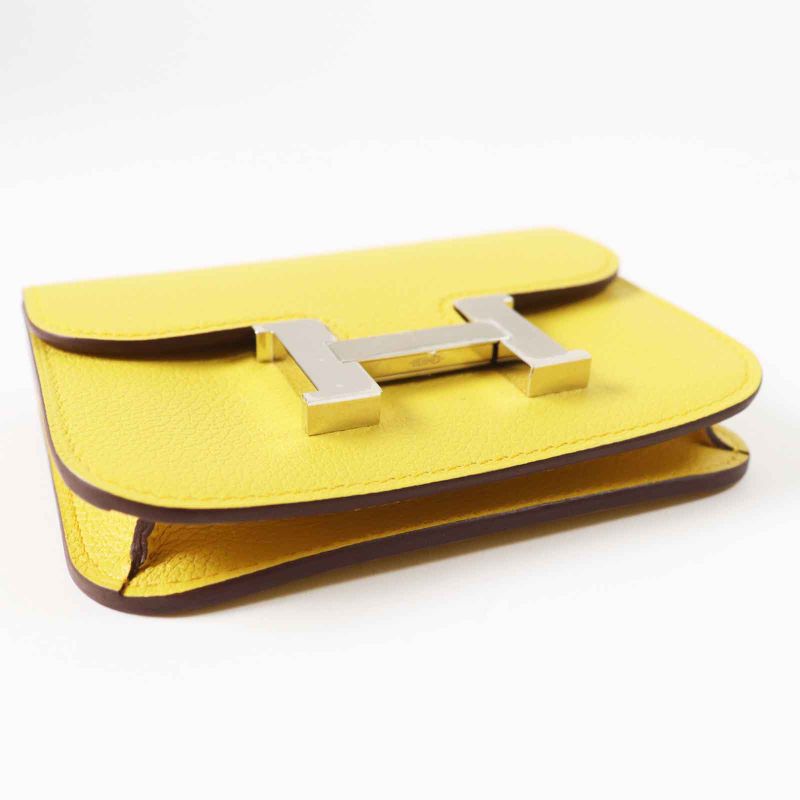 Hermes Constance Slim Verso Silver Hardware Evercolor Coin Case Sun New Blue
