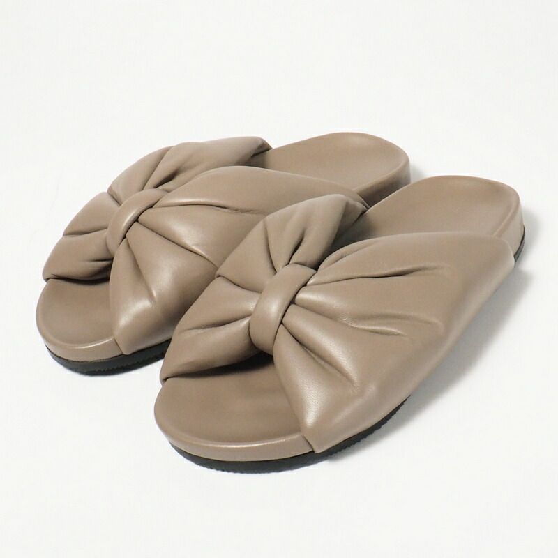 Balenciaga Sandals Size 36 Flat Sandals Shoes Logo Ribbon Brown Gray Made In