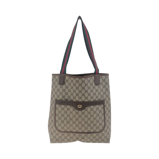 Gucci Vintage Old Gucci Sherry Line Beige Gold Hardware GG Supreme Canvas 40 02