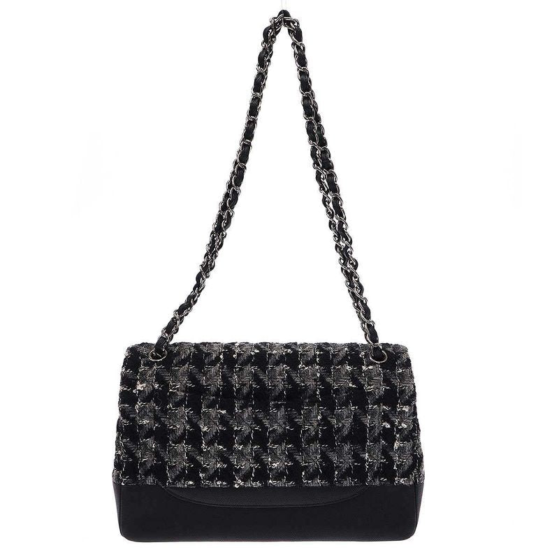 Chanel 2016 Matelasse 30 Tweed Leather Double Flap Double Chain Bag Serial 23rd