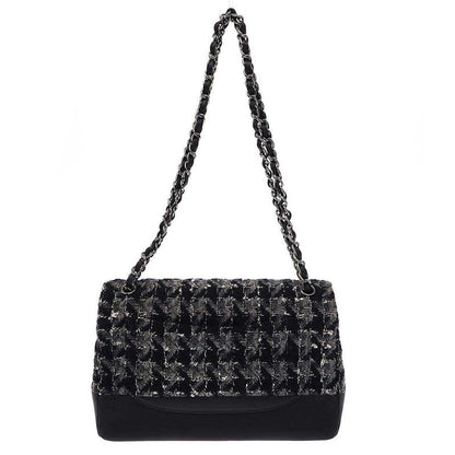 Chanel 2016 Matelasse 30 Tweed Leather Double Flap Double Chain Bag Serial 23rd