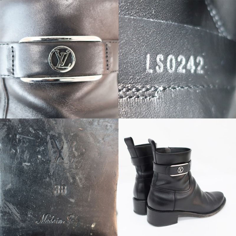 Louis Vuitton Boots Waist Side Line Black Svhardware LV Short Leather