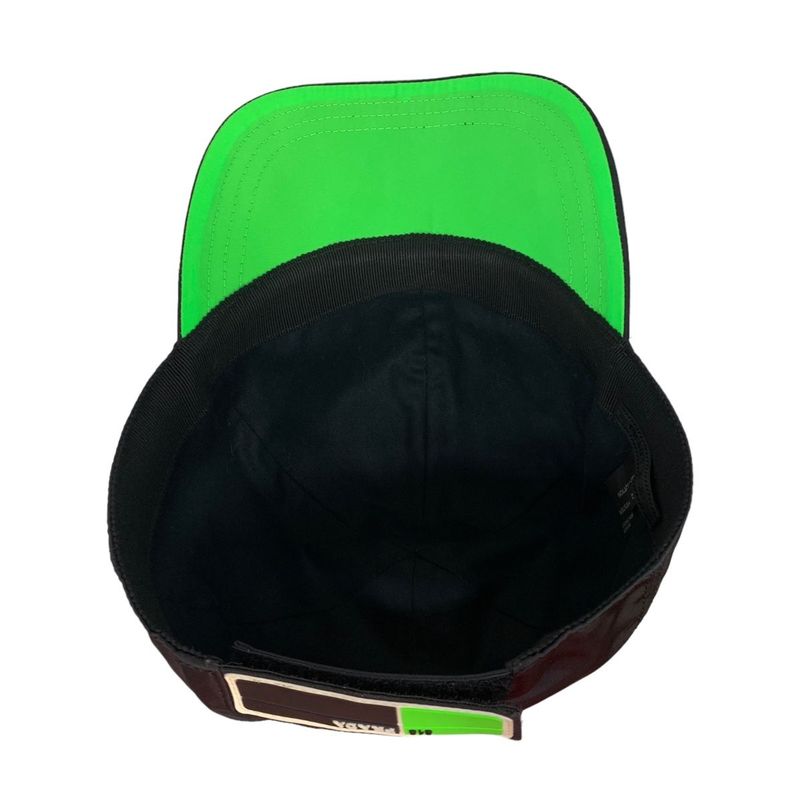 0864 Prada Cap Nylon Logo Baseball Cap 2hc274 Size L Black and Green with Box