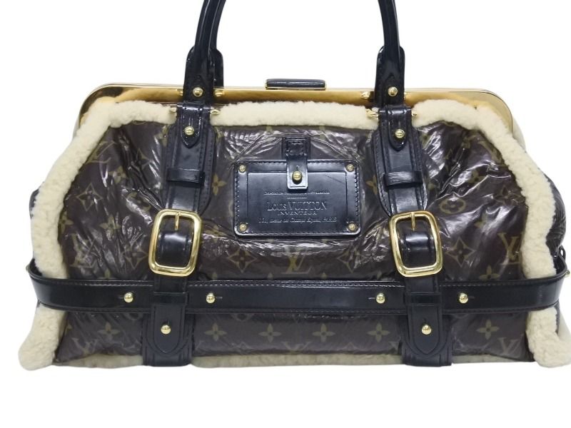 Louis Vuitton Monogram Shearling Storm Handbag Brown Patent Leather Sheepskin — view 2