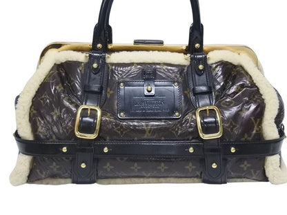 Louis Vuitton Monogram Shearling Storm Handbag Brown Patent Leather Sheepskin — view 2