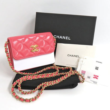 Chanel Matelasse Chain Pochette Salmon Pink Cd0204 Gold Hardware Cuff