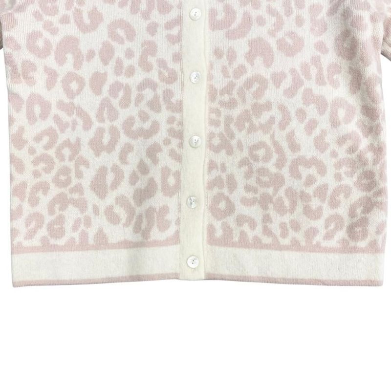 Christian Dior Cardigan Knit Size 13 Leopard Leopard Print Wool Pink Beige
