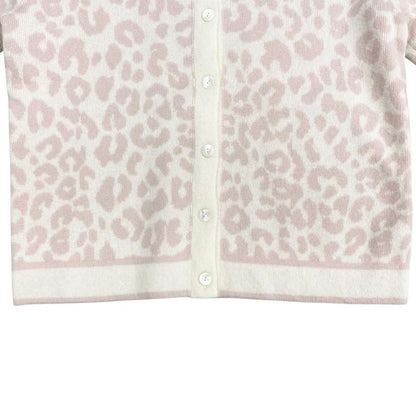 Christian Dior Cardigan Knit Size 13 Leopard Leopard Print Wool Pink Beige