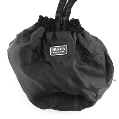Prada Drawstring Black Velour B8004 Velour NERO Black Women's Pouch