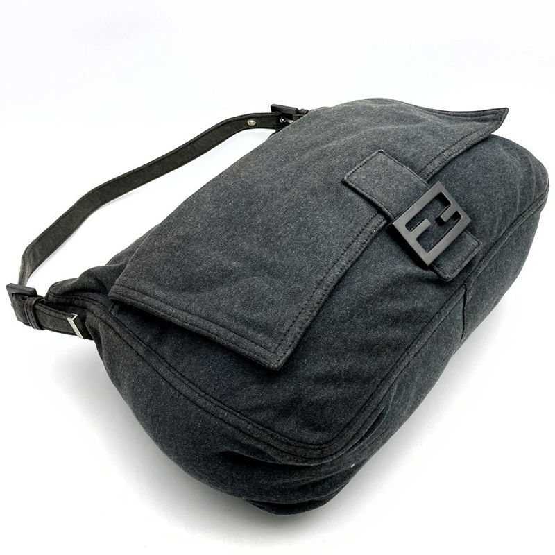 Fendi Handbag Shoulder Bag Mamma Cotton Gray FF Logo Women Men Fashion  Gift