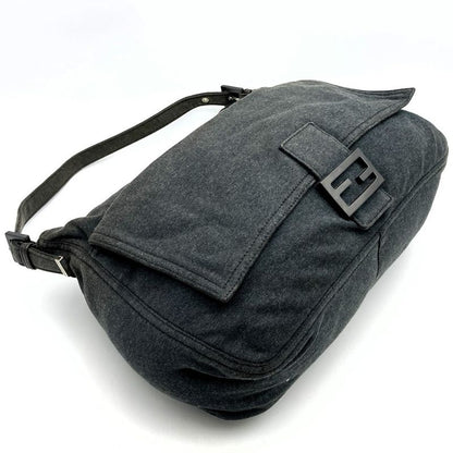 Fendi Handbag Shoulder Bag Mamma Cotton Gray FF Logo Women Men Fashion  Gift
