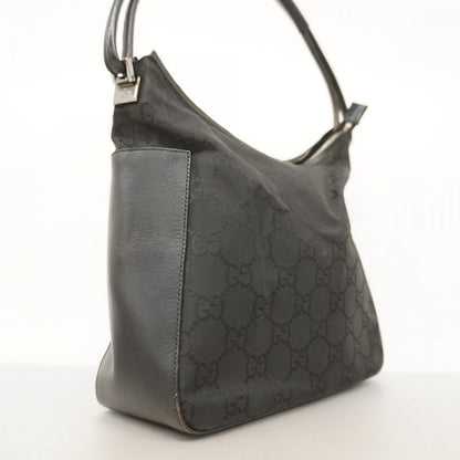 Gucci Shoulder Bag GG Nylon 001 3766 Nylon Black Silver Hardware Women