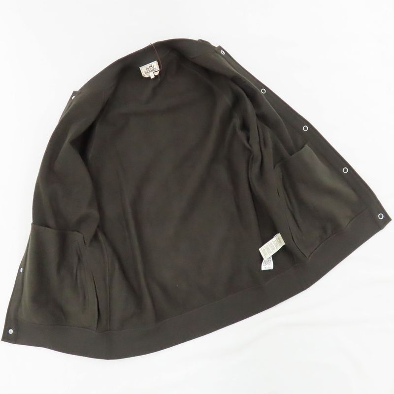 Hermes Cotton Teddy Blouson Jacket H467830ha Serie Button Khaki XL