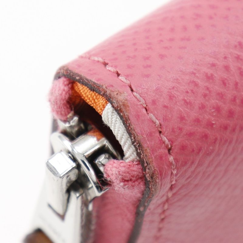 Hermes Azap Long Silk-in Vaux-epson Rose Azalea Pink C Women Long Wallet